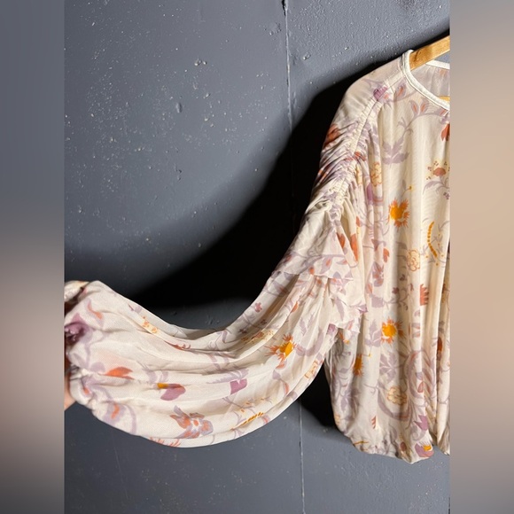 Free People Womens Wild Flower Honey Blouson Floral Print Peasant Top, Small - Picture 5 of 10